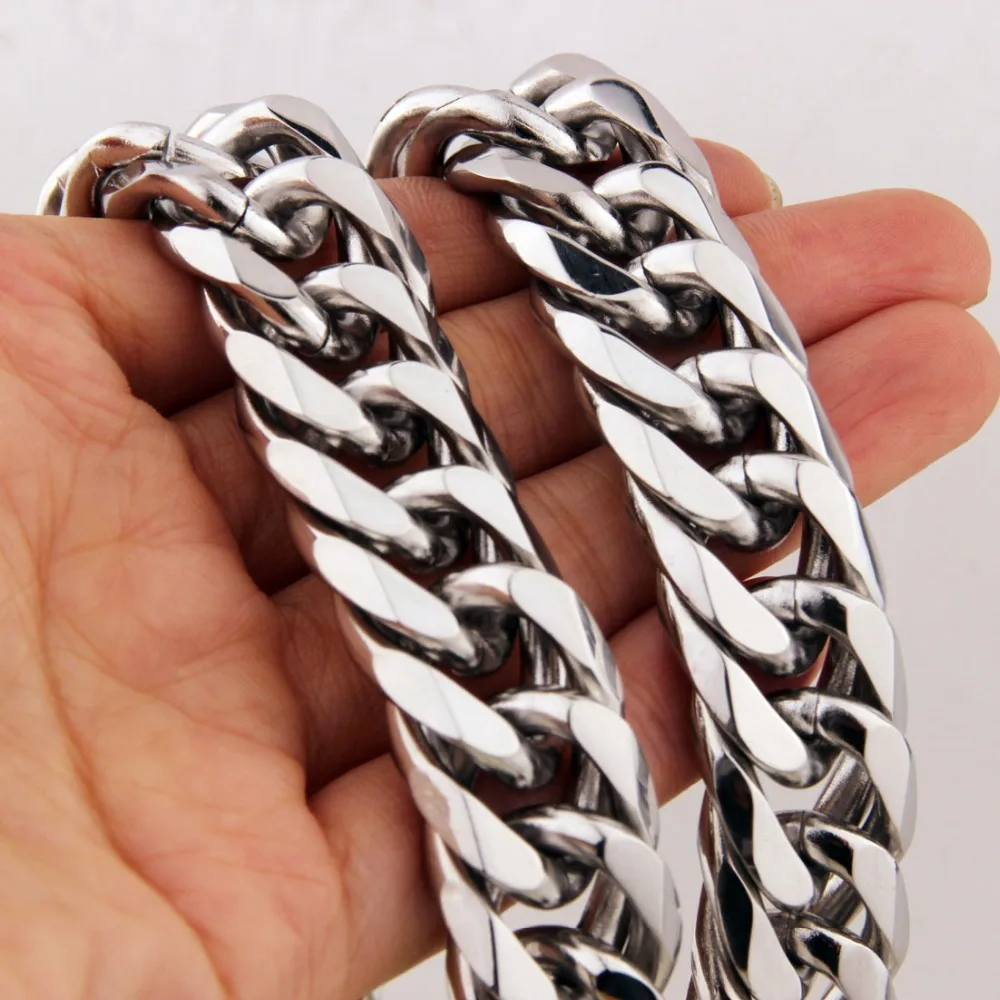 9/11/13/16/19/21MM Strong Stainless Steel SilverColor/Gold Miami Cuban Curb Link Chain Men/Women Necklace Or Bracelet  Jewelry