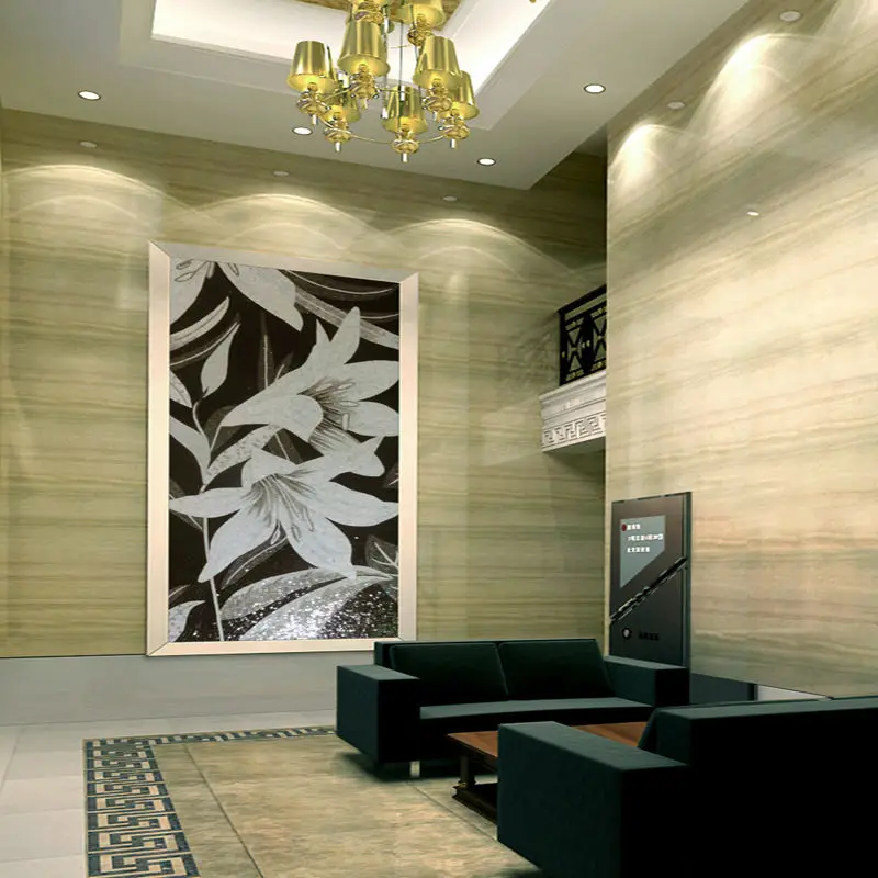 

Custom Mural Wall Art Ice Jade glass mosaic black white lily Ceiling Wall tile living room bathroom kitchen backsplach