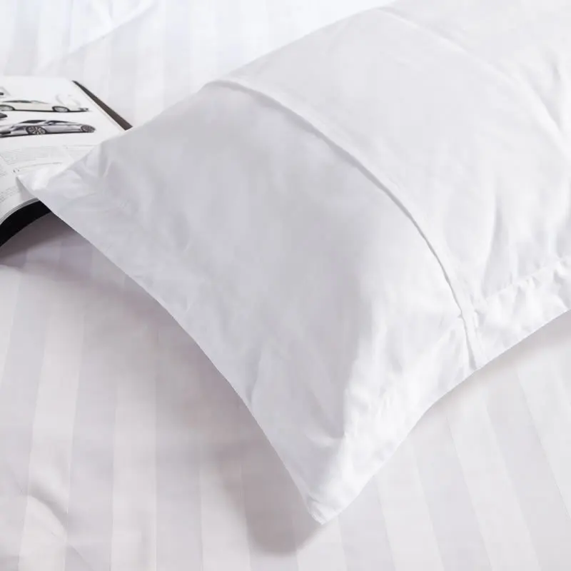 Pillowcase 5 Star Hotel Smooth Glossy Cover Full 100% Cotton White Parallel Line Cottons Bed Cloth Hotel Application Pillow Case