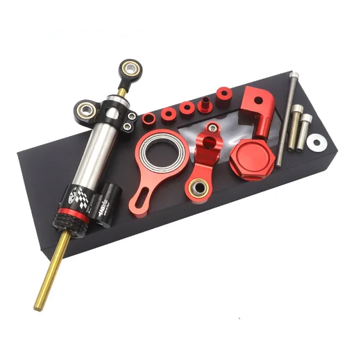 Imagen 2 del producto Kit de montaje de soporte de amortiguador estabilizador de dirección de motocicletas ajustables de aluminio CNC para YAMAHA YZF R6 2006-2020 R1 2002-2016 plata