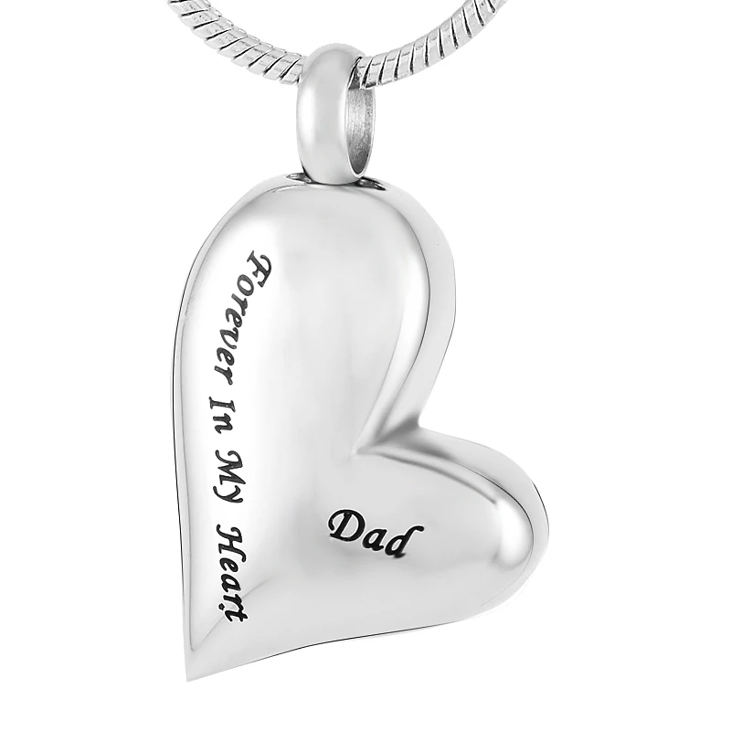 

Ashes Locket Necklace Engraved Dad Forever in My Heart Cremation Urns For Human Ashes Silver/Black Memorial Urn Pendant