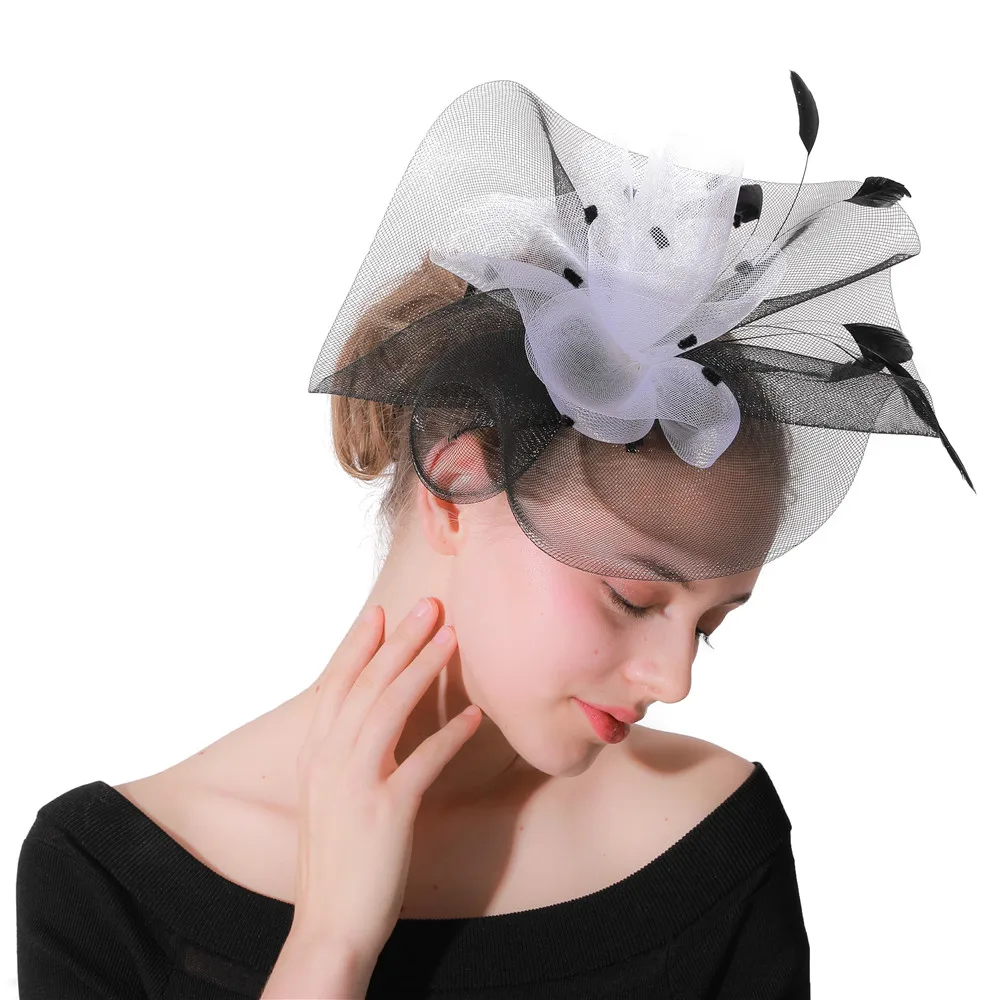 Elegant Ladies Wedding Fascinators Feasthers Women Headwear Hair Clips With Fancy Feathers Party Tea Church Race Headdress XMF67