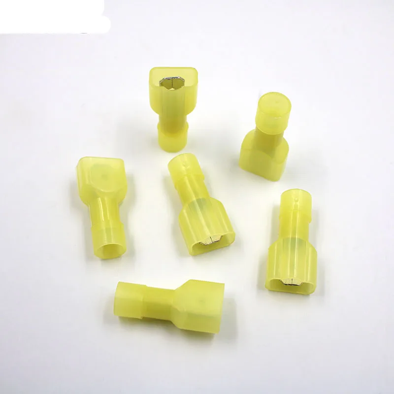 NEW FDFN5.5-250 MDFN5.5-250 transparent yellow Fully Insulated Spade Electrical Crimp Connector Hot