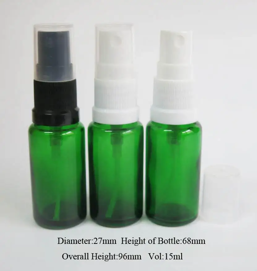 wholesale 100pcs 15ml green amber glass perfume bottle with sprayer,empty green15ml glass Essential Oil Spray Bottle  wholesale