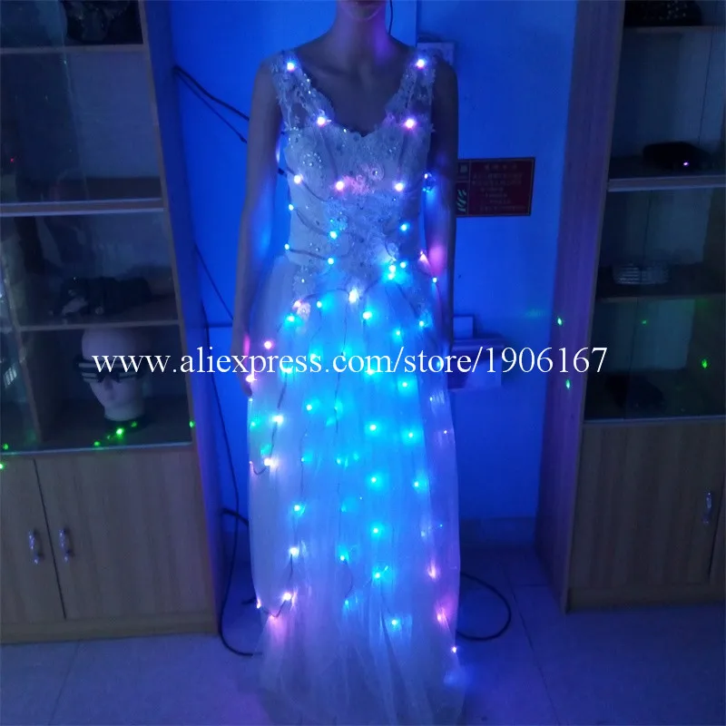 Newest Led Luminous Party Dress LED Light Up Growing Stage performance Wedding Dress Ballroom Costume