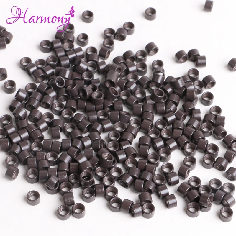 Screw Micro Rings 4.5*3*3MM 1000Pcs/Bottle #5 Medium Brown Hair Beads Microring Hair Crimp Beads Hair Extension Tubes