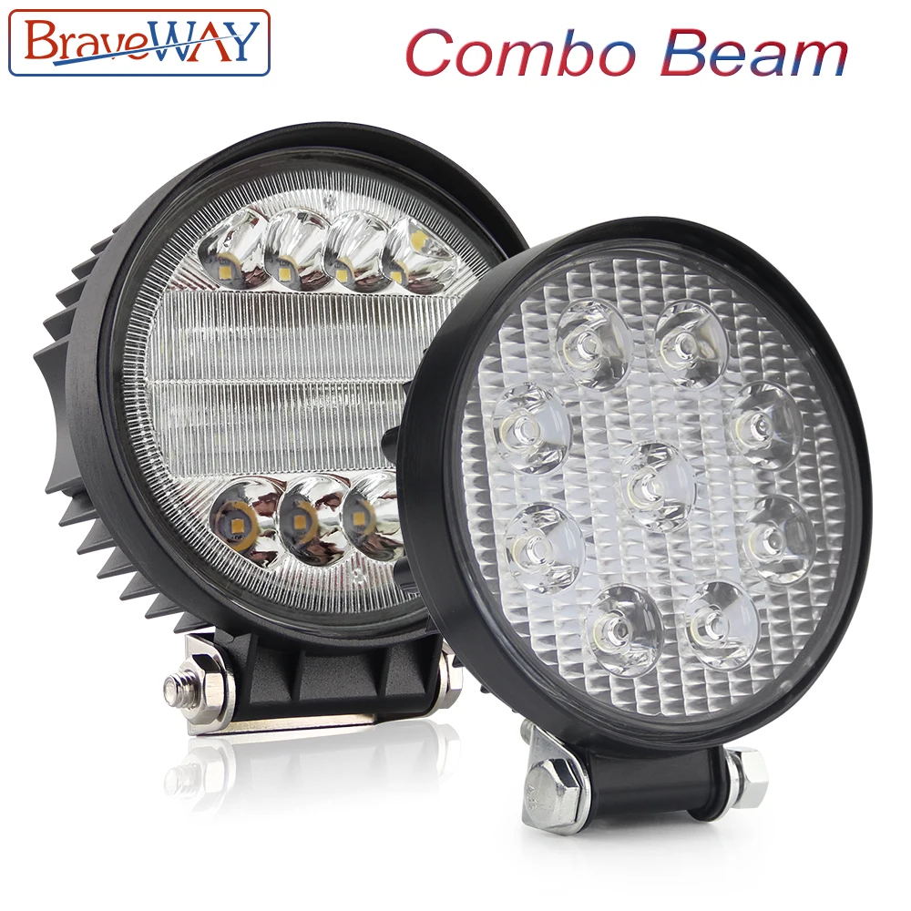 BraveWay Combo Beam LED Working Light 12V for Off Road Truck ATV SUV Off-road 4X4 Fog Light for Ford Auxiliary Lamp for Jeep