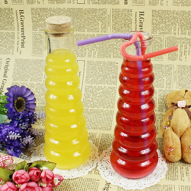 1PC Lead free glass special beverage bottle store bottle cork sealed tea creative juices bottle LD 101