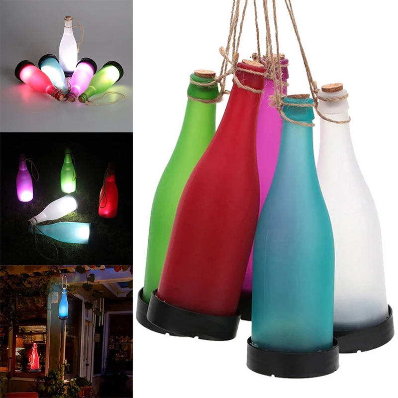 

2018 5Pcs/SET Solar Bottle Light Candle Flickering Solar Lamp Glass LED Garden Decor New