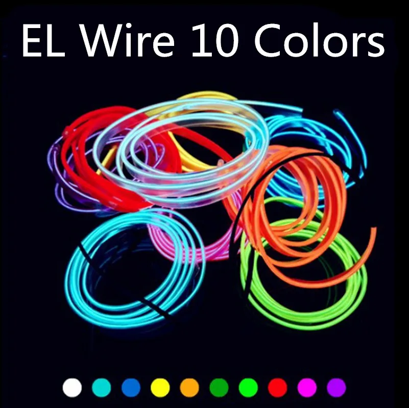 EL Wire – lumière néon LED, nouveauté, Tube Flexible, bande lumineuse, décoration de voiture avec couture de 6mm