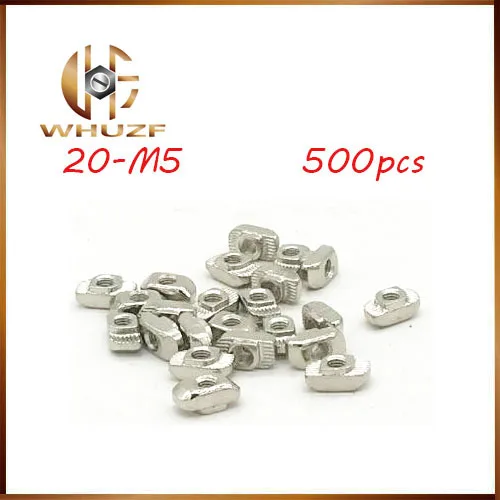 500PCS M5 Hammer 20-M5 Nut Aluminum Connector T Fastener Sliding Nut Nickel Plated Carbon Steel for 2020 Aluminum Profile