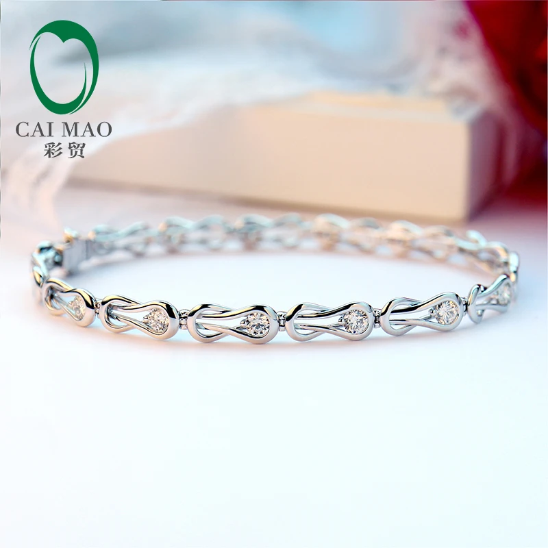 Caimao 1.5CT Natural Diamond 18k White Gold Engagement Bracelets Jewelry for Women