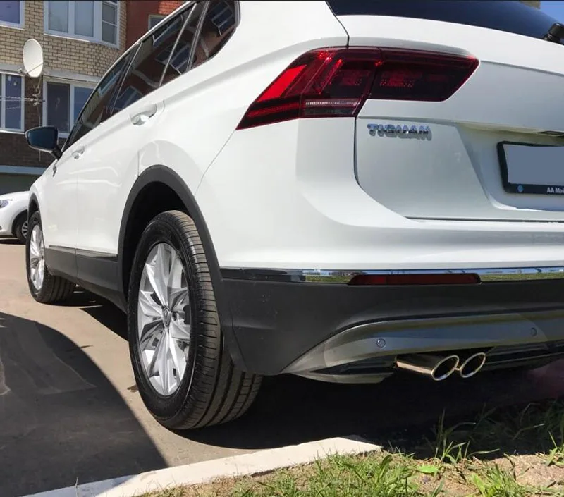 2pc końcówki tłumika wydechowego tylna rura wylotowa końcówka rury wydechowej wykończenie obudowa ze stali nierdzewnej dla VW Tiguan 2 2016 2017 2018