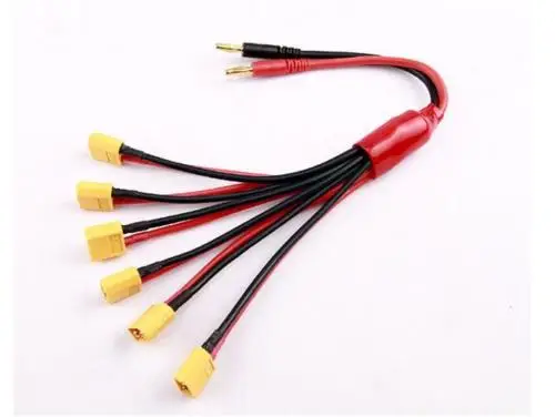 4mm Banana Plug Head To 6*XT60 Charging Cable Lipo Battery Charge Convert Cable