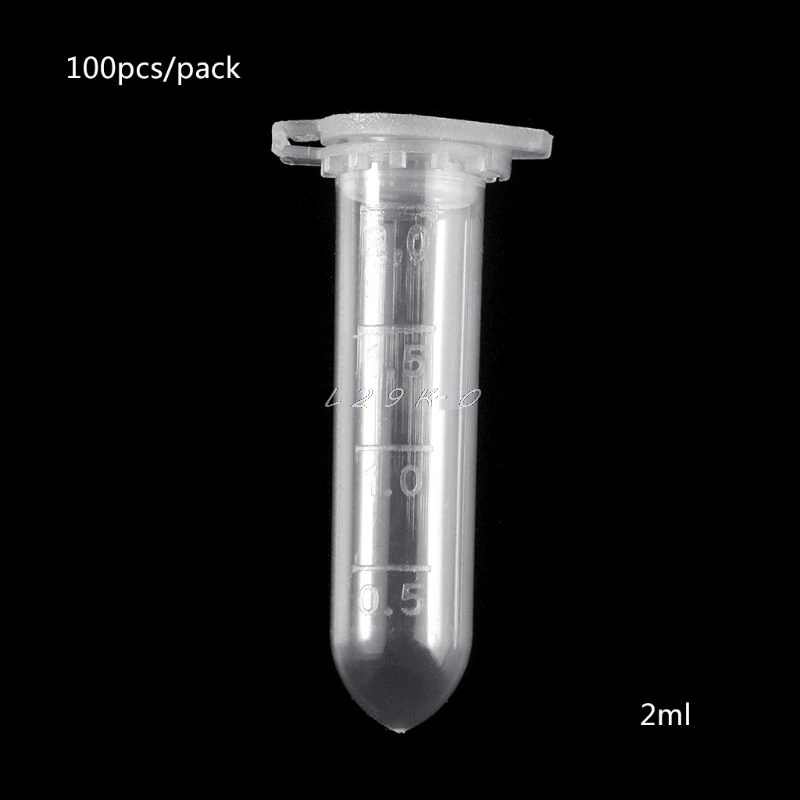 100Pcs 2ml Klare Kunststoff Fläschchen Container Snap Cap Zentrifuge Rohre Fläschchen Probe Labor Container