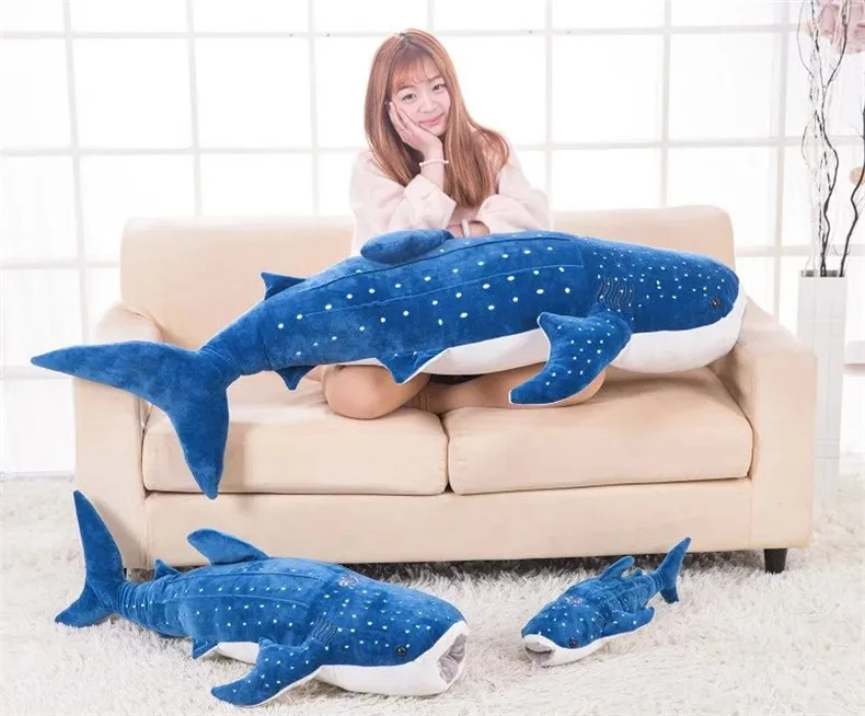 cartoon dark blue whale plush doll soft throw pillow toy birthday gift h2828