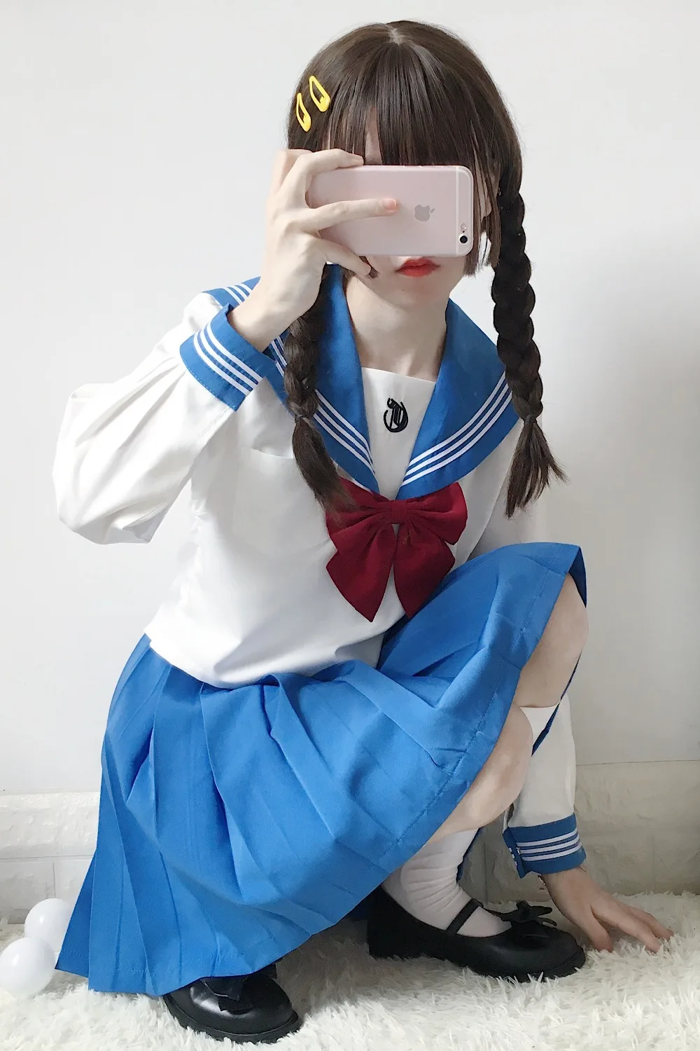 女の子のための日本の制服セーラートップタイスカートネイビースタイルの学生服ララチアリーダー服