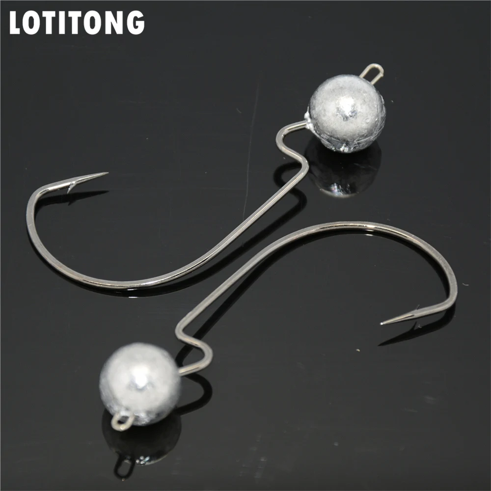 

LOTITONG 10pcs crank Jig head hook 3.8g 7.5g 10.5g fishing hook lead Jig lure hard baits soft worm fishing tackle accessories