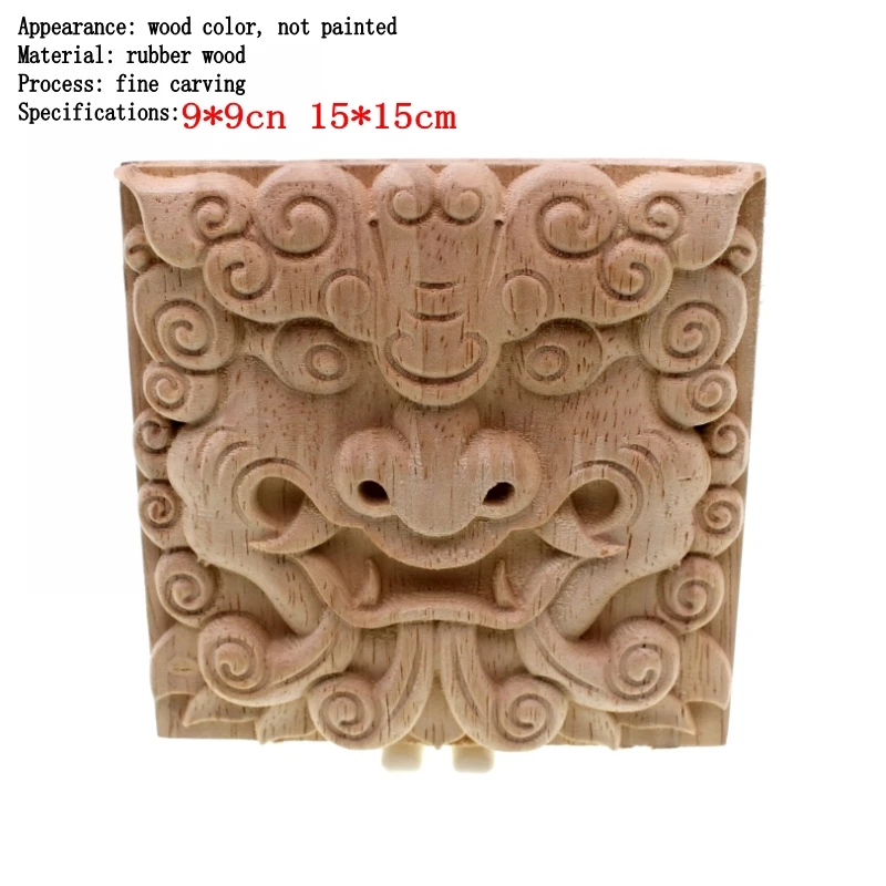 RUNBAZEF Vintage Unpainted Wood Carved Corner Onlay Applique Frame For Home Furniture Wall Cabinet Door Decor Crafts