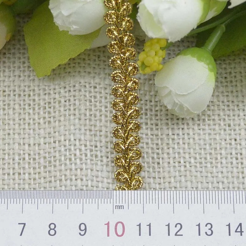 5m/lot 1cm Gold Silver Lace Trim Ribbon DIY Curtain Craft Fabric Curve Lace Trimming for Sewing Accessories Embroidered Clothing