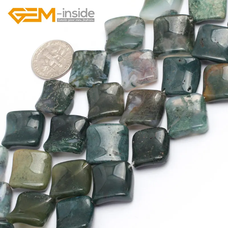 15mm Diagonal Square Twist Assorted Material Natural Gem Stones Flat Beads For Jewelry Making DIY 15\
