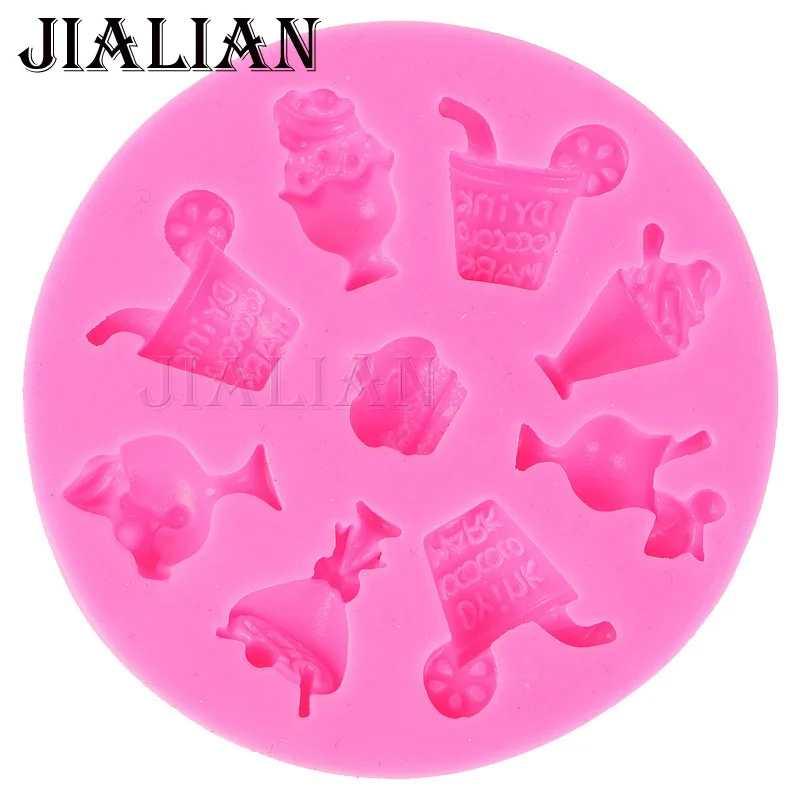 Mini drinks chocolate Party cake decorating tools DIY baking fondant silicone mold chocolate sugar art displays T0430