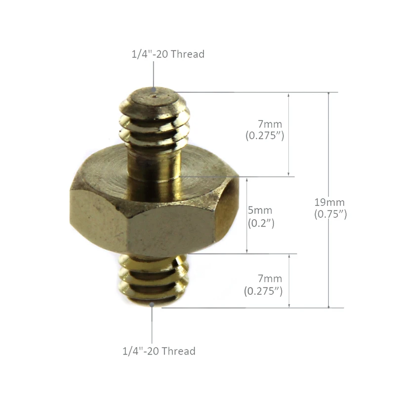 カムコーダー-1/4 "オスから1/4" の六角ねじアダプター,オス/三脚/ボールヘッド/ライトスタンド/ビデオライト取り付け用,2個