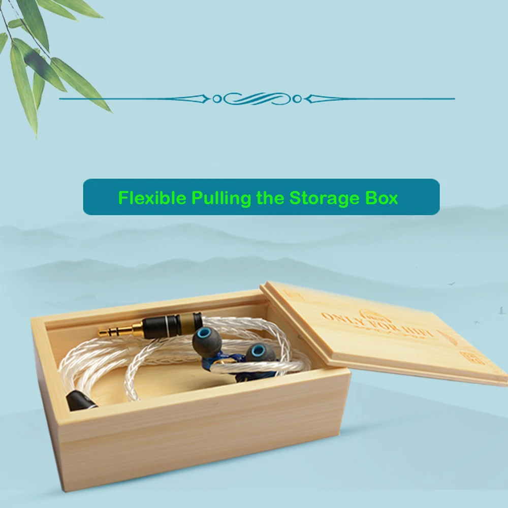 OKCSC سماعات أذن عالية الجودة مربع حقيبة من خشب الخيزران لسماعات الرأس حقيبة الإكسسوارات