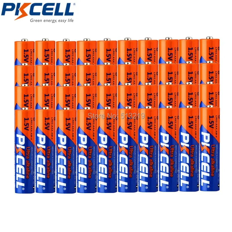 40pcs PKCELL 1.5V AAA LR03 battery E92 AM4 MN2400 MX2400 alkaline battery akumulator lr03 dry Batteries for toothbrus