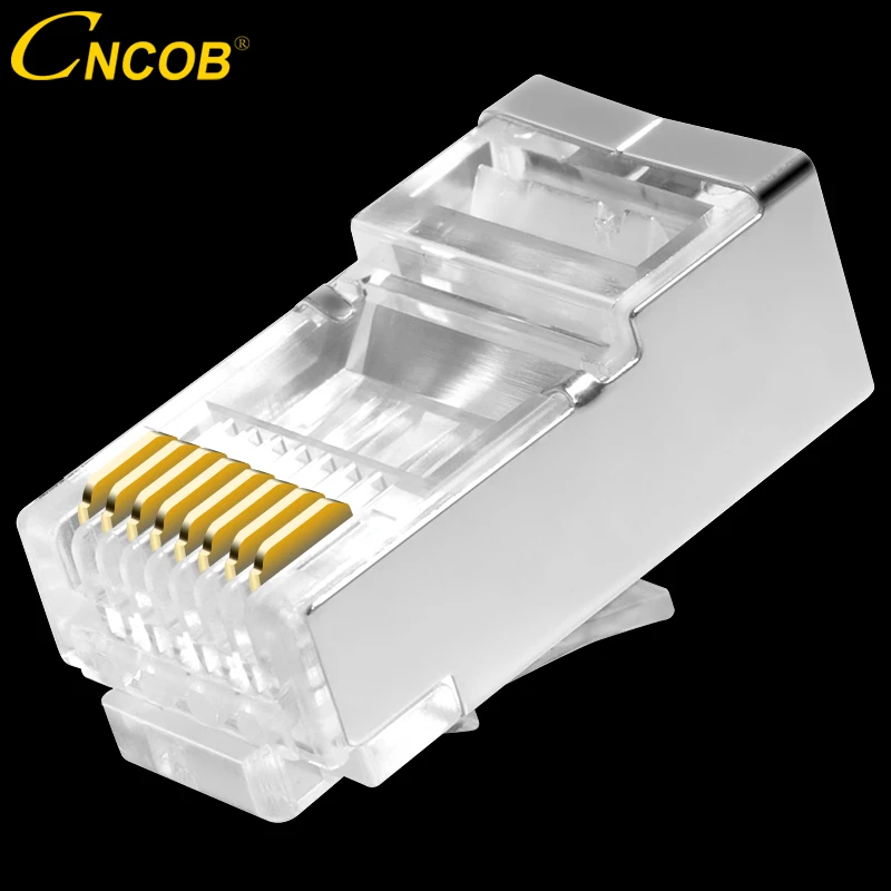 CNCOB ขั้วต่อเครือข่าย Cat6 Rj45สายไฟเส้นผ่านศูนย์กลาง1.3มม. 8P8C FTP กิกะบิตอีเธอร์เน็ต Modular การเชื่อมต่อ RJ-45ปลั๊กหัวคริสตัล