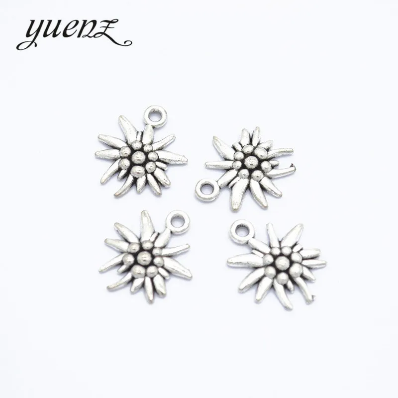 YuenZ 30 pcs Antique Silver color Flower Metal Pendants For Jewelry Making 16*14mm Q1103