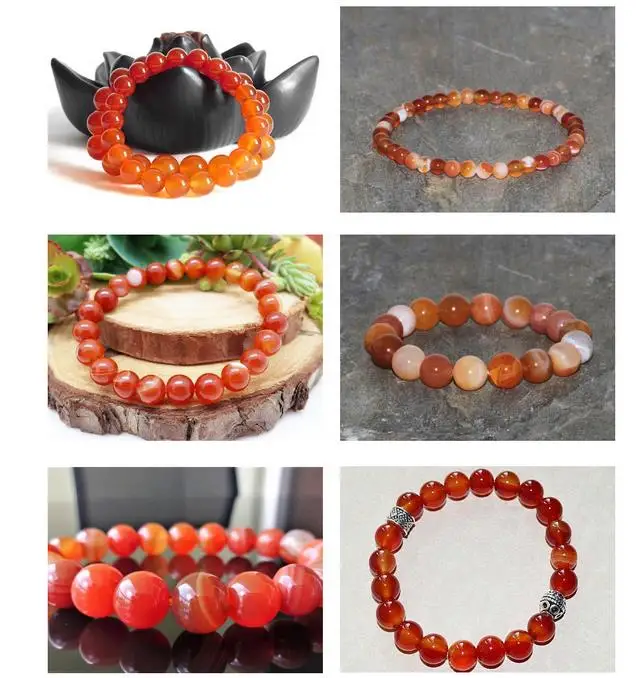 Natural Stone Round Faceted Red Carnelian Beads For Jewelry Making Strand 15\