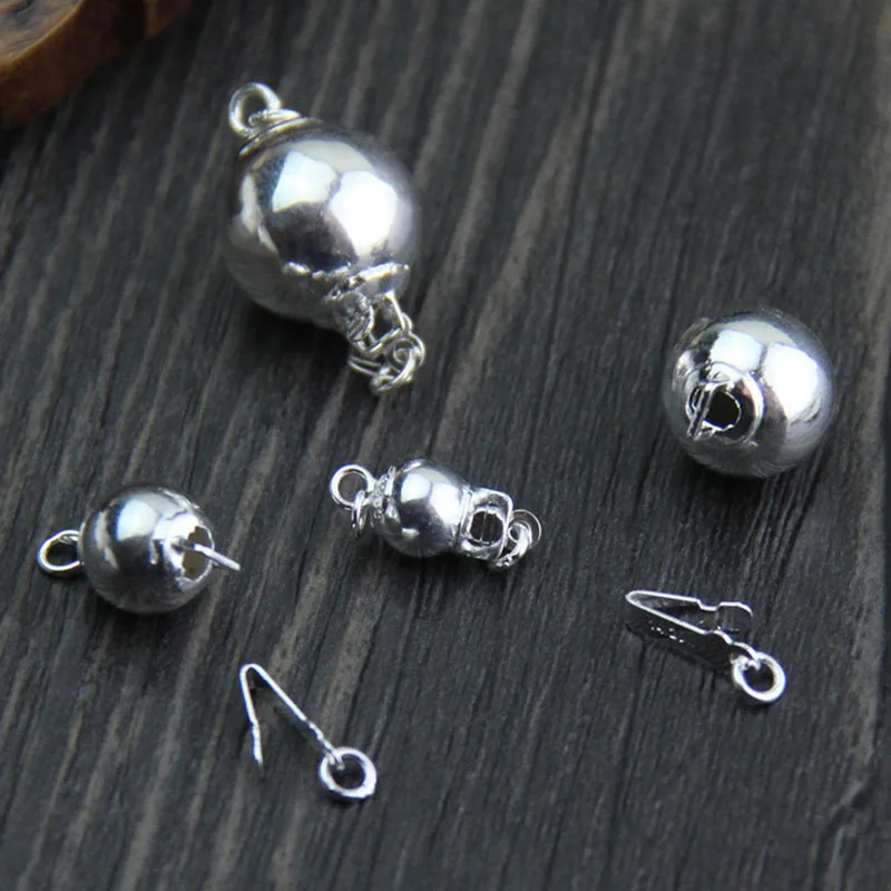 

100% 925 Sterling Silver Round Ball Clasp Hooks 6mm 8mm 10mm Bracelets Necklace Clasp Connectors DIY Jewelry Making Accessories
