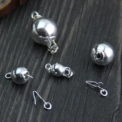 1pc 100% 925 Sterling Silver Round Ball Clasp Hooks 6/8/10mm Bracelets Necklace Clasp Connectors DIY Jewelry Making Accessories