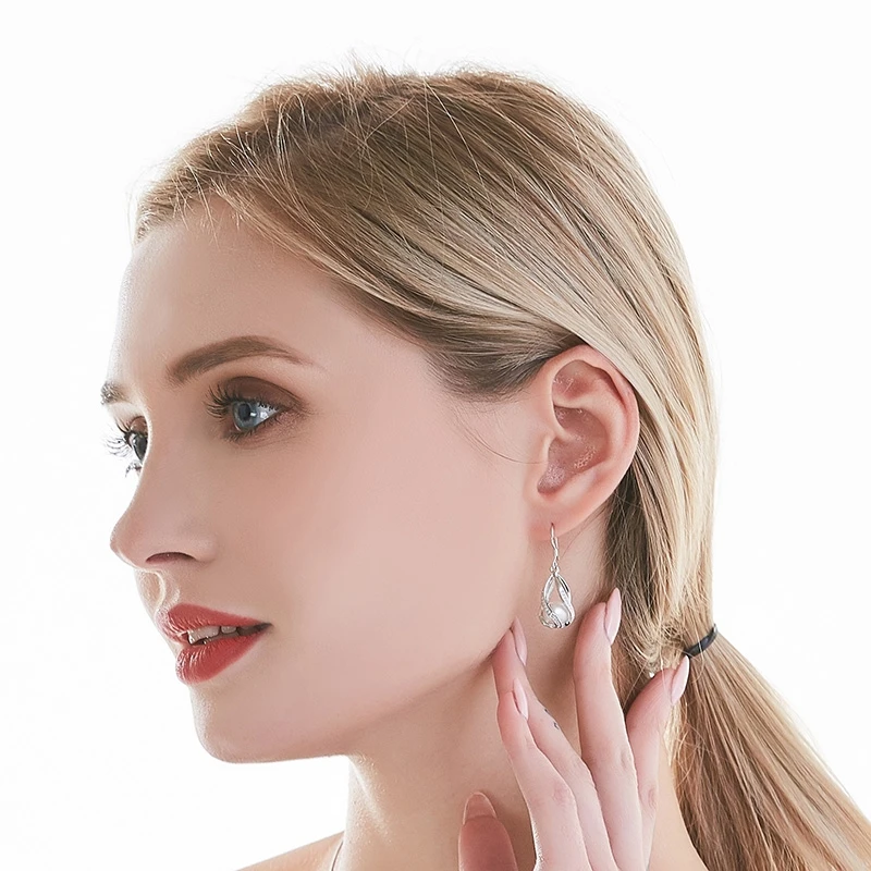 Natural Freshwater Pearl Drop Earrings For Women Elegant 925 Sterling Silver Anti allergy Earrings DIY Cage Jewelry 2019 cauuev