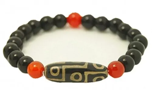 Big Stretchy 9-eye Agate dZi Beads Beaded Bracelet-CLEANSE NEGATIVE ENERGY