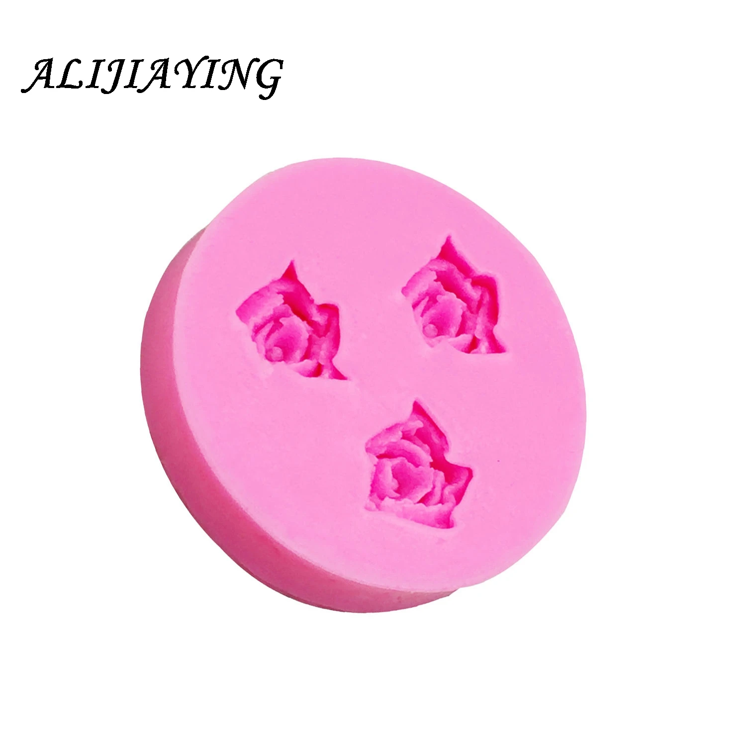 Mini 3 hole rose Sugarcraft silicone mold flower fondant mould Wedding cake decorating tools chocolate mold D0157