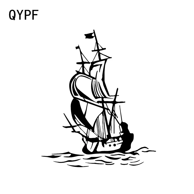 QYPF 13.5*16.2CM Interesting Pirate Ship Ocean Sailor Decor Car Styling Sticker Vinyl Silhouette Black/Silver C16-1104