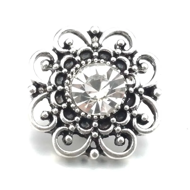 New KZ3164 Beauty Rhinestone hollow flowers 20MM snap buttons fit 18mm snap jewelry wholesale