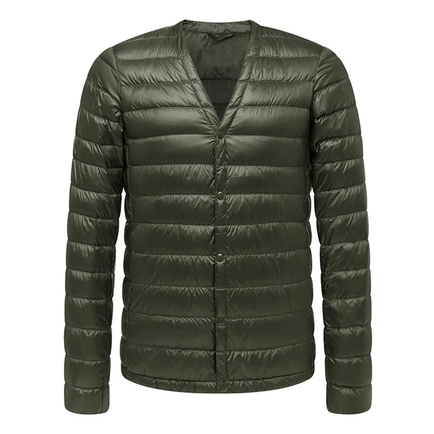 Abrigo de plumón para hombre, Parka delgada ultraligera de plumón de pato, Chaqueta corta con cuello en V, Tops AB644, otoño e invierno, novedad de