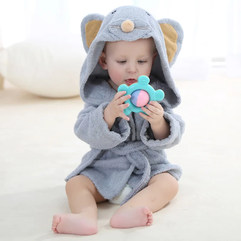 

Summer Children Bathrobe With Cap Pure Cotton Towel Material Cute Baby Pajamas Cloak Comfortable Convenient Leisure Wear