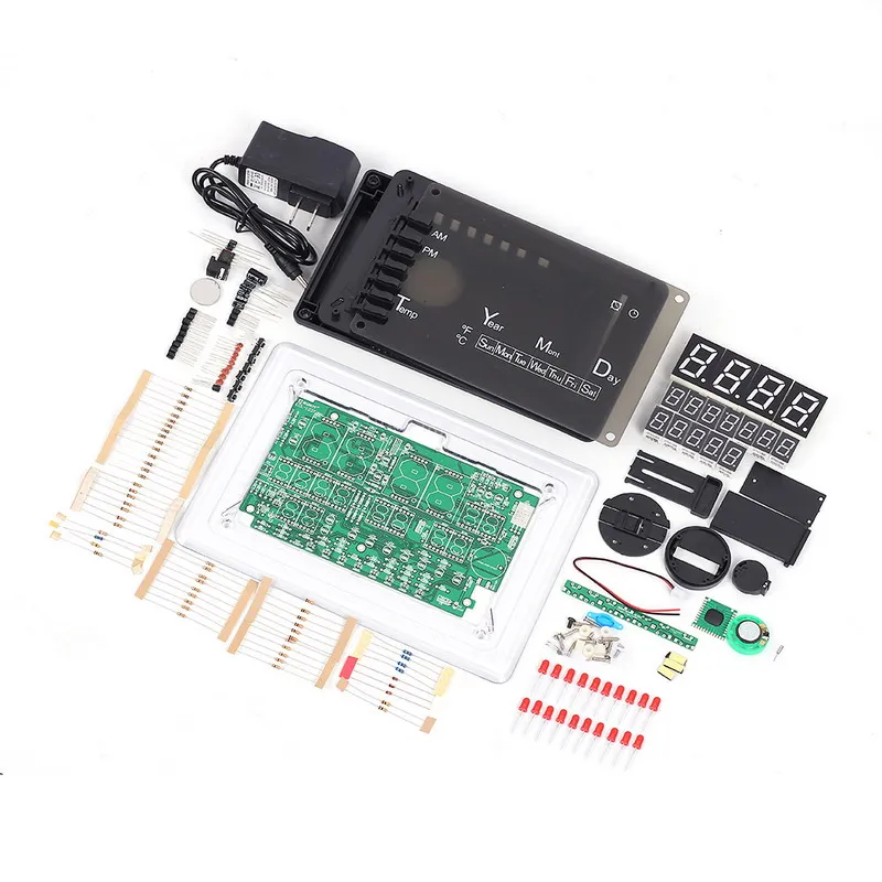 Red Green Blue ECL-1227 0.5 inch DIY Electronic Clock  DIY Kit Calendar Temperature English Panel Display DIY Electronic Clock