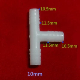 

Water Hose 10mm plastic Equal Tee Connector Barbed Pipe Fitting