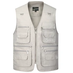 Veste d'été en fibre baggy pour hommes avec de nombreuses poches, coupe régulière masculine décontractée, multi-poches, manteau en émail de prolifération