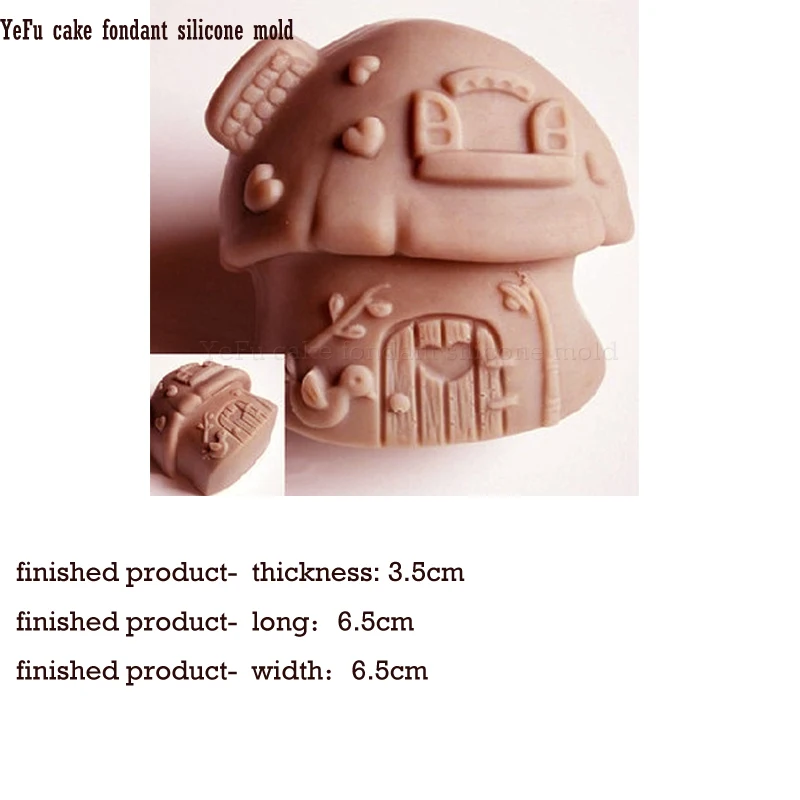 DIY Mushroom bird house Fondant chocolate silicone mold Candle Moulds handmade soap molds Cookware Dining Bar Non-Stick F0938