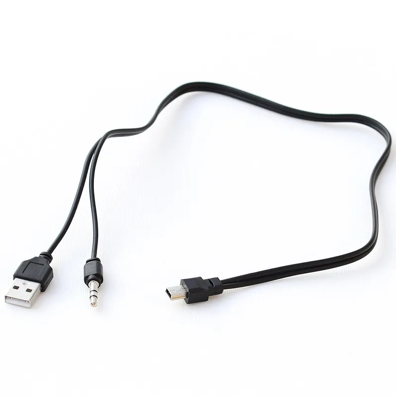 2 w 1 do odtwarzacza Bluetooth Przenośny głośnik Kabel USB Jack 3,5 mm Kabel AUX USB męski Mini USB 5-pinowe ładowanie linii danych