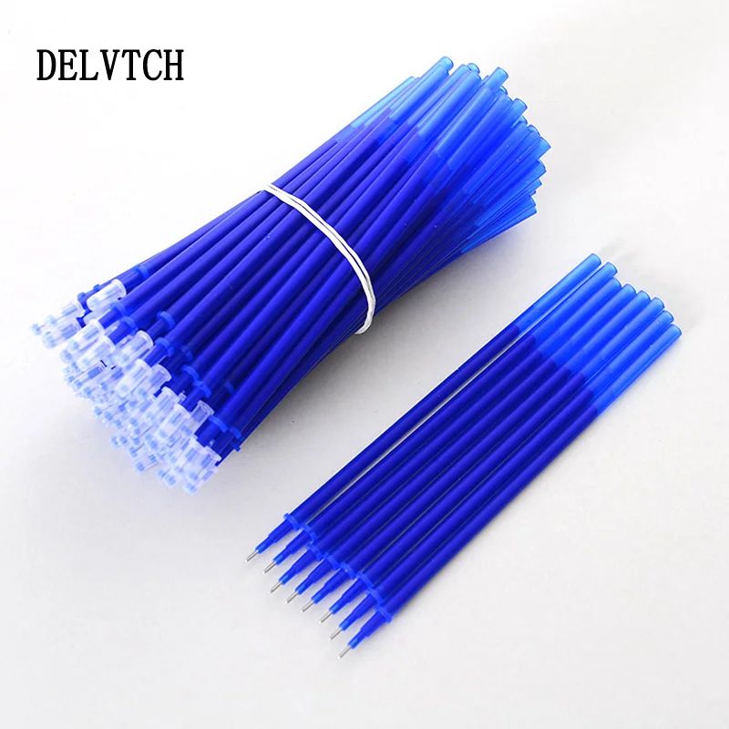 Delvtch 100Pcs Set 0.5Mm Uitwisbare Gel Pen Refill Staaf Met Pen Blauw Zwart Rood Inkt Kantoor Schrijven Briefpapier accessoires Kids Gift