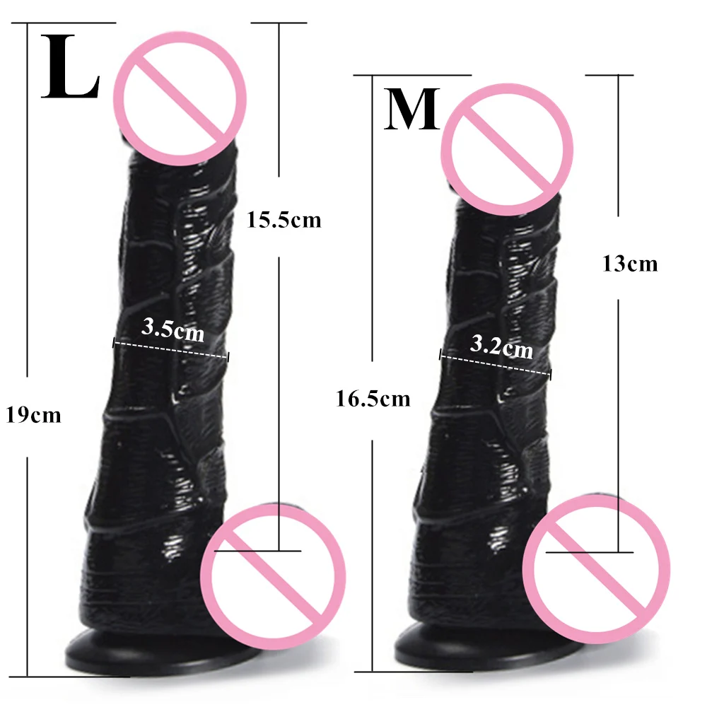 MwOiiOwM 19cm Whopper Black Realistic Dildos Sucker Dick for Women, Erotic Sex Toys Simulation Male Penis Adult Products