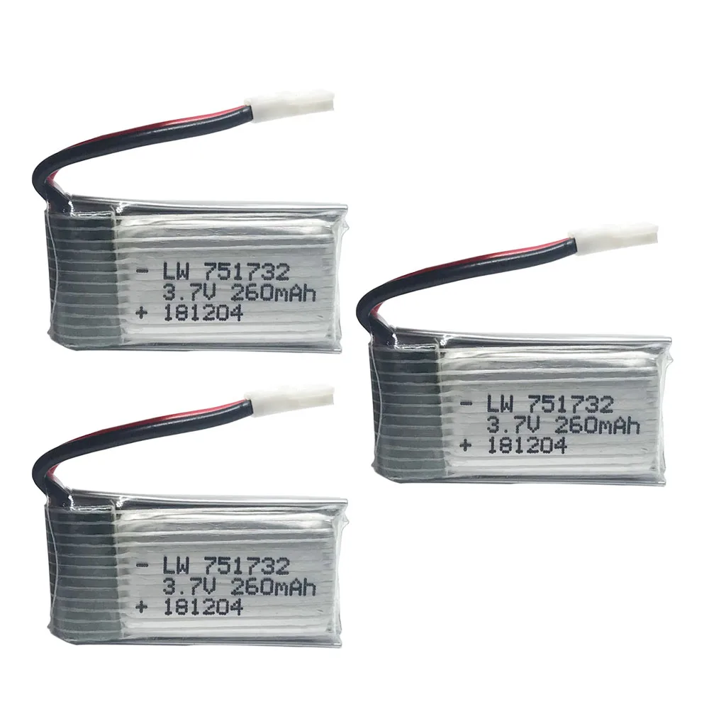 3.7v 260mAh Li-po Battery for H8 Mini Eachine H48 H8 3D RC Quadcopter Accessory Drone Toy Spare Parts High Quality 3pcs/lot 3.7V