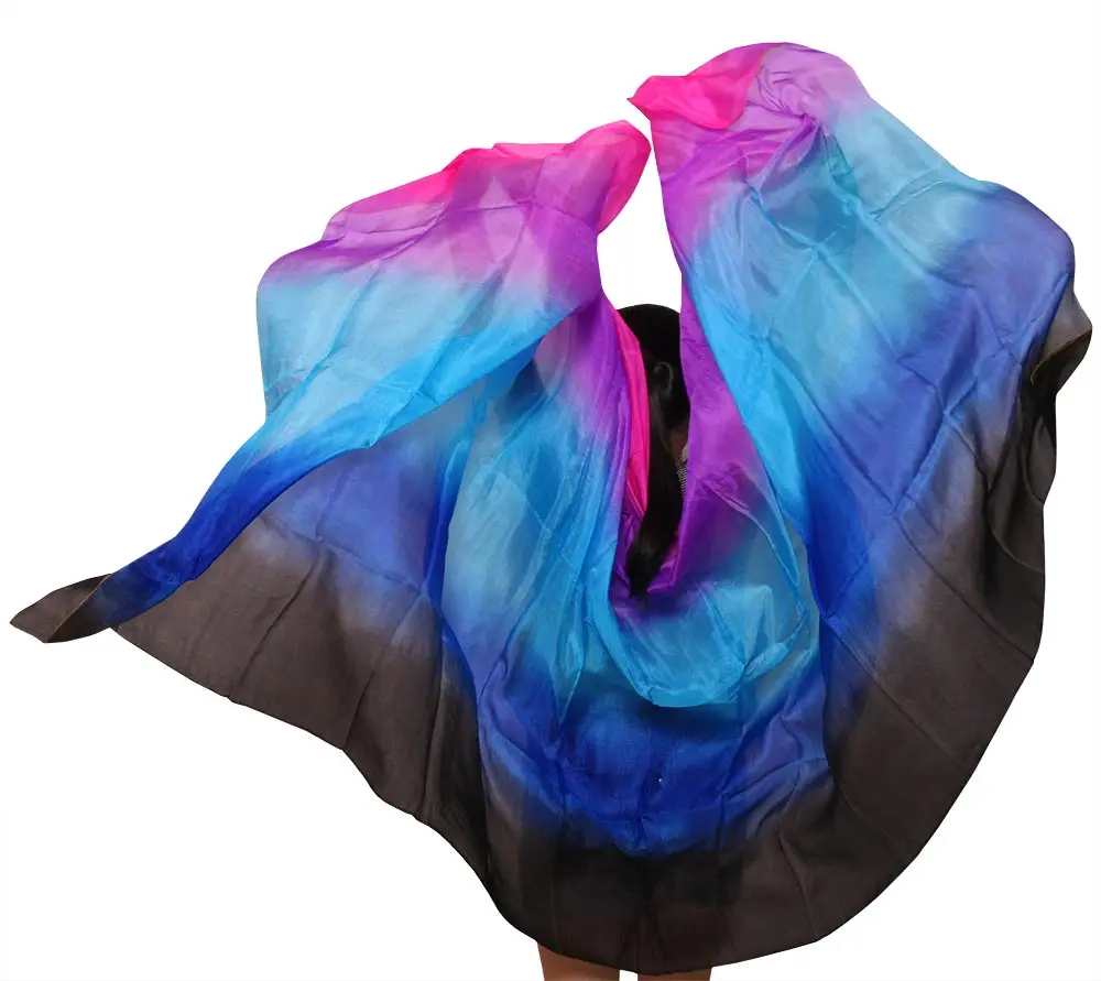 high quality dance veils women's sexy 100% natural silk belly dance veil black+royal blue+turquoise+purple+rose color 250*114 cm